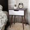 End Table Wooden Side Mid-Century Dressing Table w/Sliding Drawer Smiley Handle