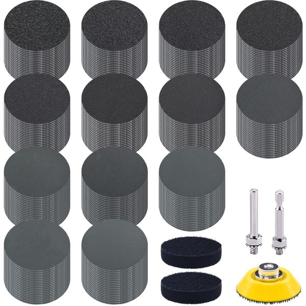 SIQUK 260 Stück Schleifscheiben Klett 50mm mit 1/4 Zoll Schaft Nasse Trockene Schleifpapier Runde Schleifpads Körnung 60-5000 Sandpapier für Auto Polieren Holz Metall