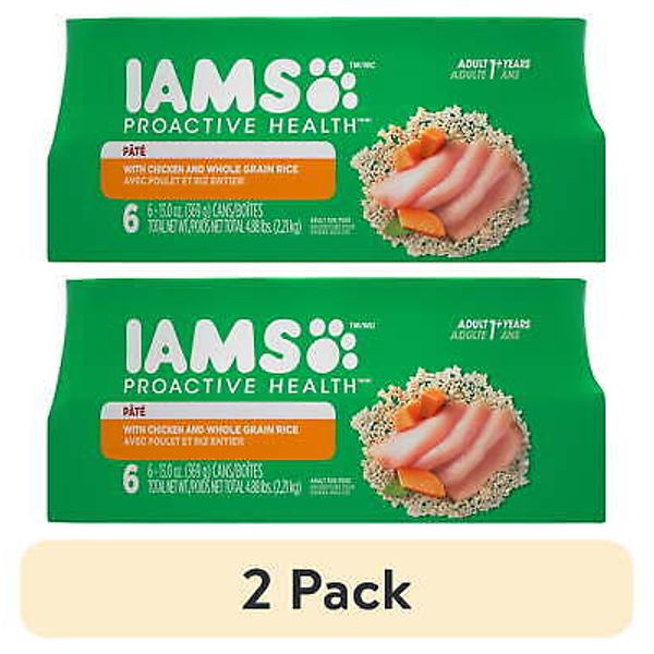 (2 pack) IAMS PROACTIVE HEALTH Adult Soft Wet Dog Food Pate with Chicken & Rice