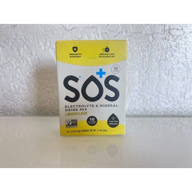 SOS Lemon Lime Electrolyte & Mineral Drink Mix 10 SERVINGS - BB 10/2024