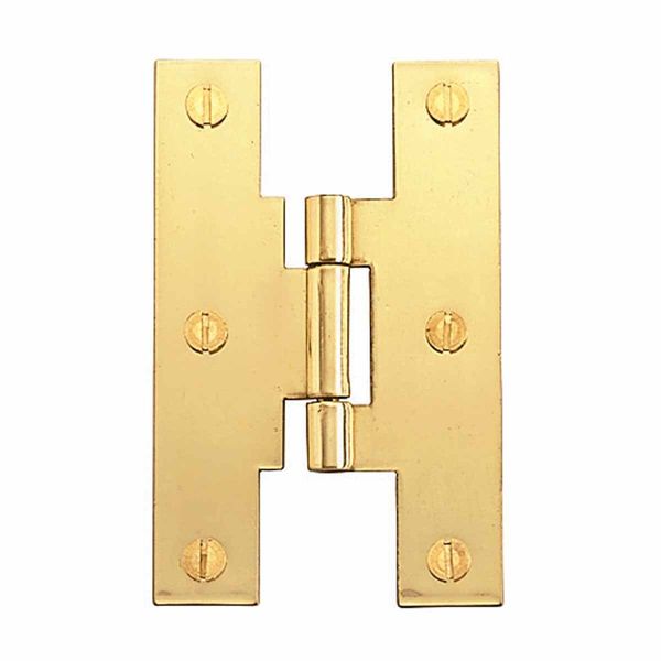 Flush Bright Solid Brass H Hinge Flush Brass 3"
