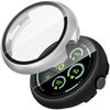 Diruite 2-Packs Screen Protector for Google Pixel Watch 3 45mm Tempered Glass Case All Around Hard PC Protective,Black&Silver