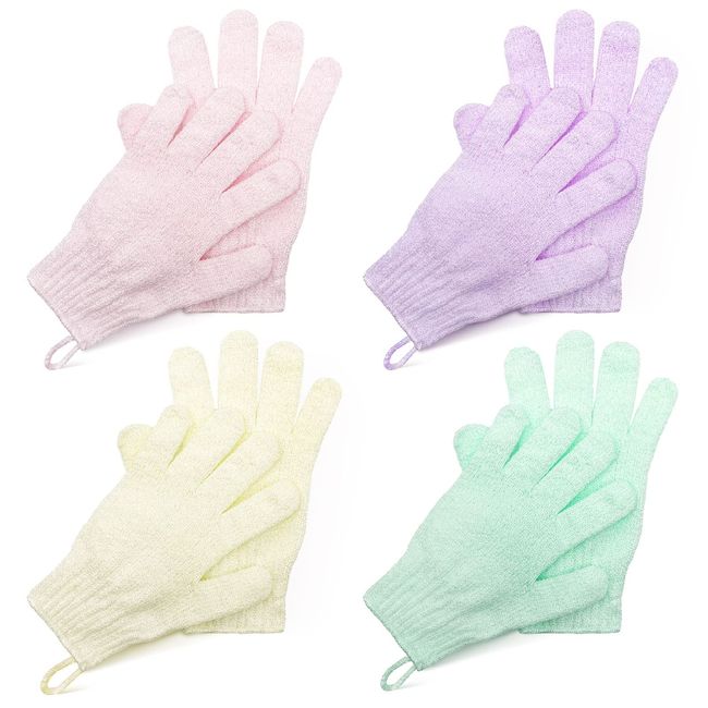 Dream Items Set of 8 Exfoliating Gloves, Scrubbing Gloves, Skin Beautify, Skin-friendly, For Baths, Baths, Body Wash, Foaming, Exfoliating, Pore Cleaning, Body Wash, For Bathing, Durable, Surprised