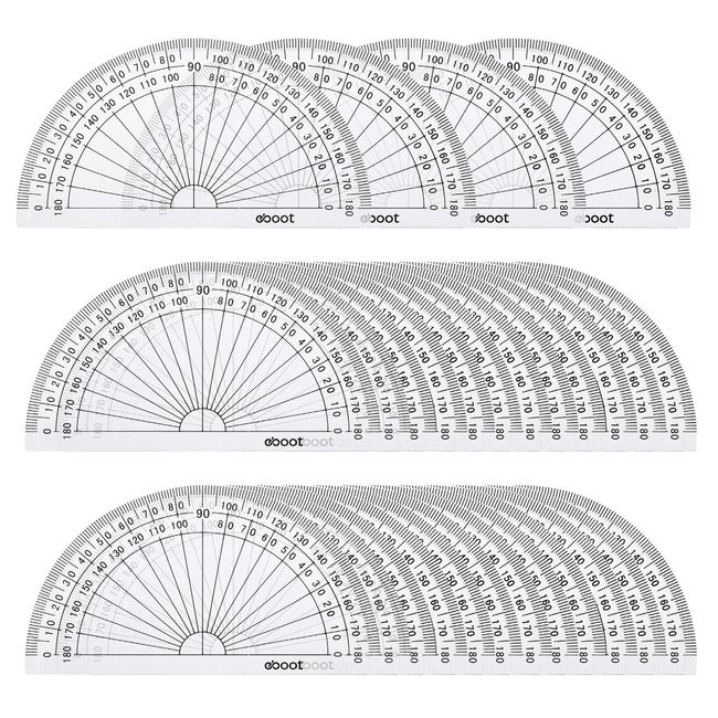 eBoot 28 Pack Clear 180 Degree Plastic Protractors for Angle Measurement, 10 cm