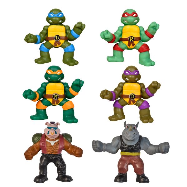 PlayMates Teenage Mutant Ninja Turtles -2.65" Mini Stretchable Figures 6-Pack Toys