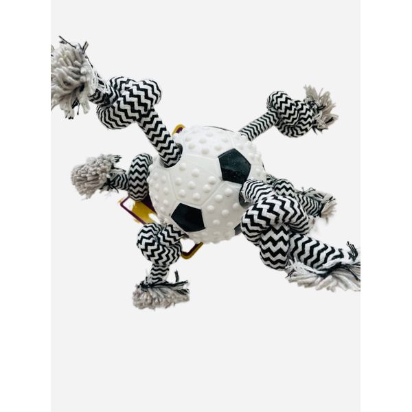 3.5 in Sports Ball with Cotton Rope PET Toy CHEW Toy Rubber Texture (Soccer)