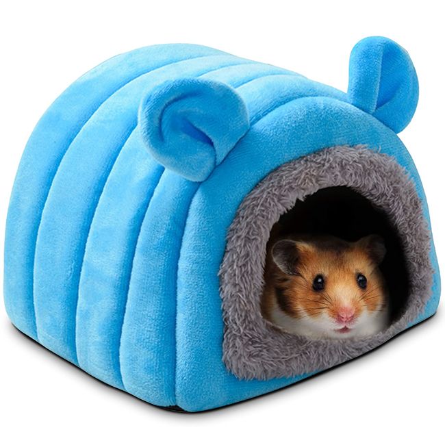 veelleen Warm Guinea Pig Bed, Guinea Pig Hideout, Hedgehog Bed, cave Bed for Small Animals Like Guinea Pigs, Hedgehogs, Ferrets, Dwarf Rabbits, Rats, Bunnies, Chinchillas and Syrian Hamsters(Blue)