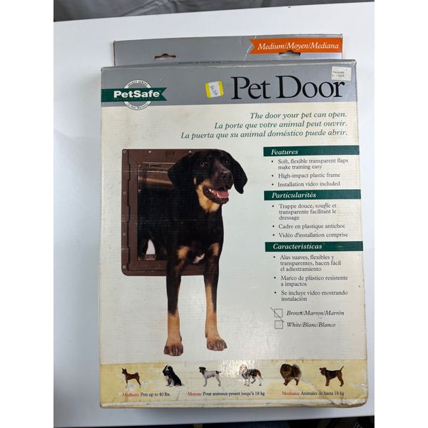 New in box Brown PetSafe Dog/Pet Door Medium 40lbs New measurement pics! *Read*