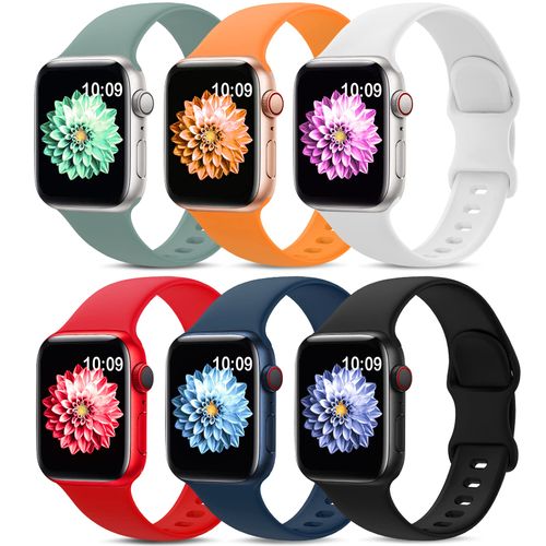 6 Pack Sport Bands Compatible with Apple Watch Band 38mm 40mm 41mm 42mm 44mm 45mm 49mm 46mm,Silicone Waterproof Strap Compatible with iWatch Apple Watch Series 10 9 Ultra 8 7 6 5 4 3 2 1 SE Women Men