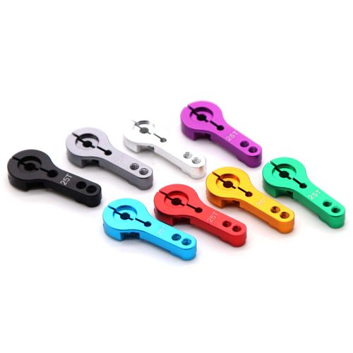 Haruhana Aluminum Alloy RC 1/8 1/10 Size Serration: 25T Servo Horn Servo Arm (Set of 2) Black