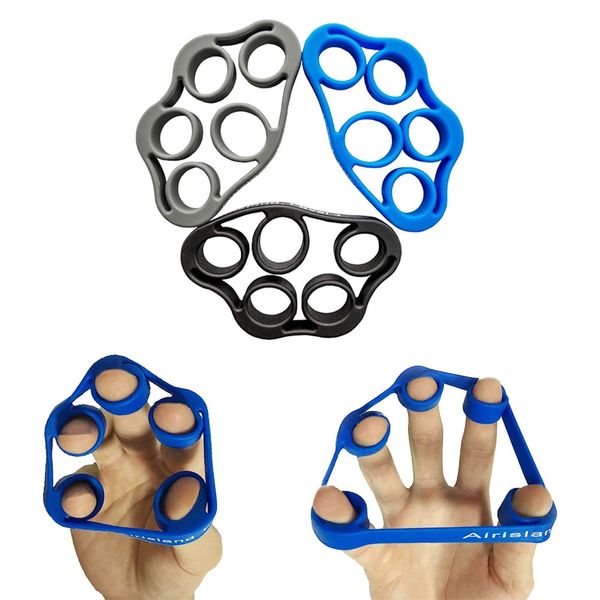 Airisland Finger Stretcher Hand Resistance Bands Hand Extensor Exerciser Finger Grip Strengthener Strength Trainer Gripper Set for Arthritis Carpal Tunnel Exercise Guitar and Rock Climbing 3pcs