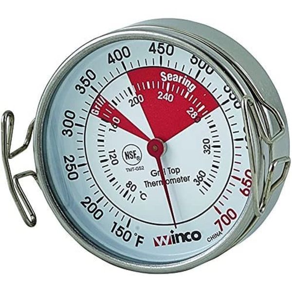 Winco Grill Surface Thermometer with Pot Clip, 2-Inch