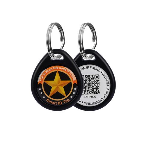 QR Code Smart Pet ID Tag for Cats Dogs - Waterproof Durable Pet Identity Tracking Accessory No Fees & Privacy Protection Personalized for Dogs and Cats (Black*4, S)