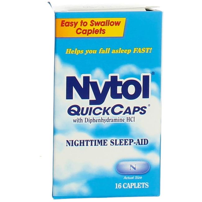 5 Pack Nytol Nighttime Sleep Aid Quick Caps, 16 Caplets