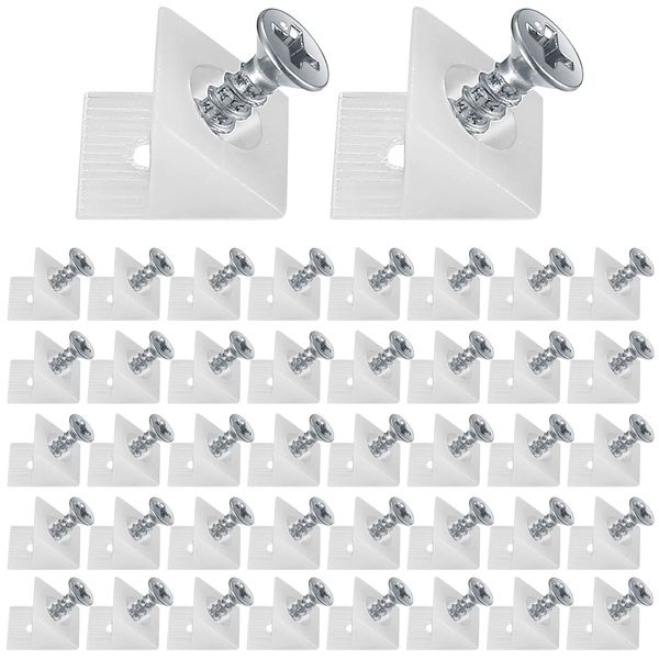 120 Pcs Drawer Wedges with Screws, Drawer Bottom Support Brackets, Fixing Mending Wedges, Plastic Angle Code Bracket Fasteners, Drawer Reinforcement Repair Kit for Furniture Sagging Drawer