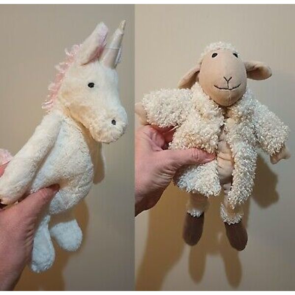 Lot of 2 Jellycat London UNICORN & FURCOAT SHEEP 12" Stuffed Plush