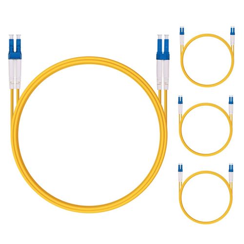 4 Pack 0.5M OS2 LC to LC Fiber Patch Cable, Single Mode SFP Fiber Jumper, Duplex LC-LC 9/125um, LSZH, Yellow, 1.64ft, for 1G/10G SMF SFP Transceiver, Router, Networks and More