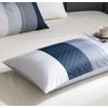Duvet Cover Set, 600 Thread Count Cotton White and Navy Striped Patchwork Comforter Cover Set Reversible Quilt Cover (King, Greekn-Lump)