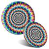 Mouse Mat & Coaster Set - Psychedelic Pattern Rainbow 20 cm & 9 cm for Computer & Laptop, Office, Non-slip Base #8946