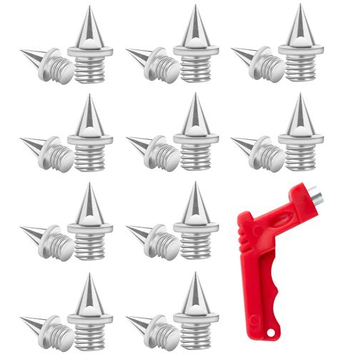 LUTER 20pcs 1/4inch Track Spikes with Spike Wrench Stainless Steel Replacement for Sports Shoes Long Jump Track and Field Sprint (Silver)