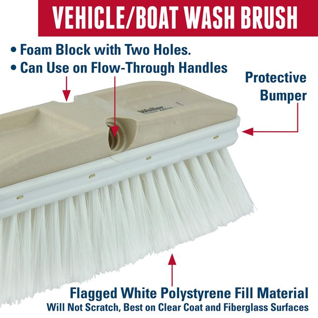 Weiler Truck Wash Brush O Handle Flagged White 9-1/2