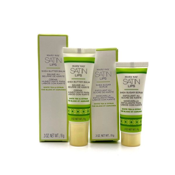 MARY KAY SATIN LIPS SET~WHITE TEA & CITRUS~SHEA BUTTER BALM & SCRUB!
