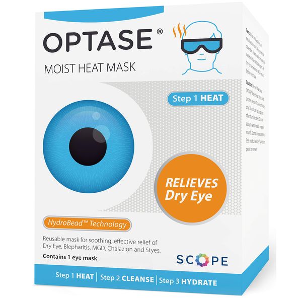 Optase Moist Heat Eye Mask - Washable and Reusable Heated & Cooling Gel Eye Mask - HydroBead Technology for Dry Eye Relief