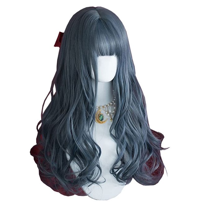 Gothic Lolita Wig, Harajuku Style, GAL Series, Lolita, Heat Resistant, Women's, Blue, Long, Curly Hair, Forest Girl, Yume Cute, Princess, Small Face, Party, Costume, Daily Wig