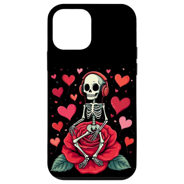 iPhone 12 mini Skeleton Headphones Rose Hearts Case