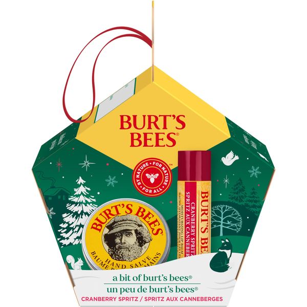 Burt's Bees Lip Balm and Hand Salve Gift Set, A Bit of Burt's Bees, Cranberry Spritz, 1 Gift Set, 0.15 oz./0.3 oz.