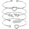 Suyi 4Pcs Adjustable Cuff Bracelet Open Wire Bangle Stackable Wrap Bracelet Set for Women Silver5