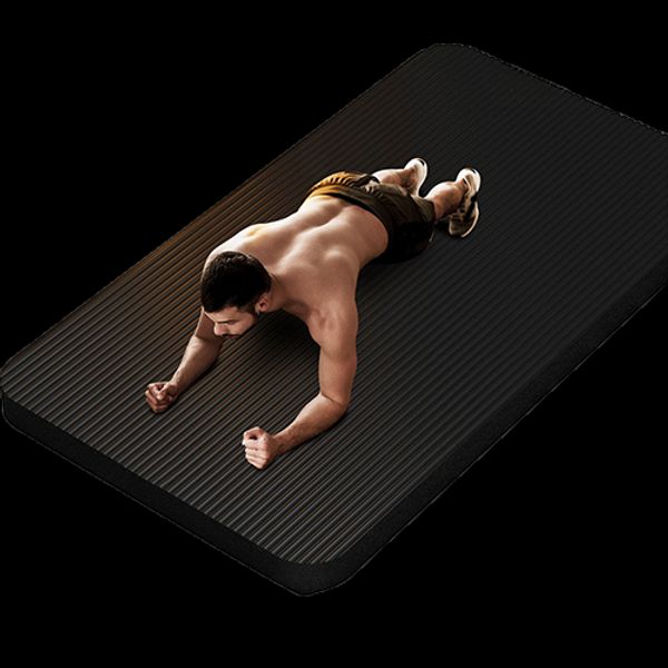 Yoga Mat Exercise Mat Homet Fitness Floor Noise Prevention Ring Fit Mat 10mm/15mm/20mm, E 200 90 cm Black_Strap Included