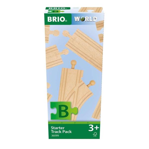 BRIO World – 36099 Starter Track Pack | 12-Piece Wooden Train Track Set for Kids Aged 3 Years Up