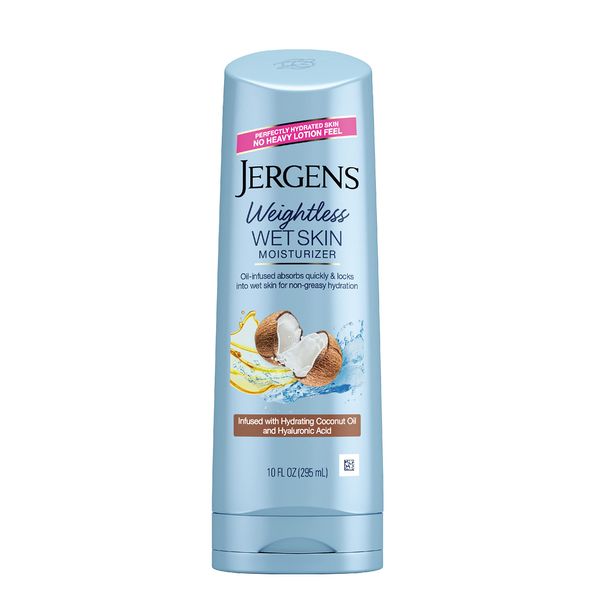 Jergens Wet Skin Body Lotion with Coconut Oil, In Shower Lotion for Dry Skin, Fast-Absorbing, Non-Sticky, Dermatologist Tested, 10 Ounce