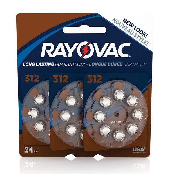 RAYOVAC Size 312 Hearing Aid Batteries, 24-Pack, L312ZA-24ZMB, Multi