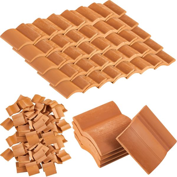 Charniol 200 Pcs Miniature Roof Tile Model Building Set Miniature Tile Dollhouse Shingle Fake Tile Model Landscape Accessories for DIY Garden Roofing