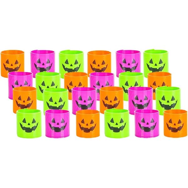 The Dreidel Company Halloween Coil Spring, Jack-O-Lantern Circle Shaped Coils, Party Favor for Kids, 1.4" (35mm) (48-Pack)