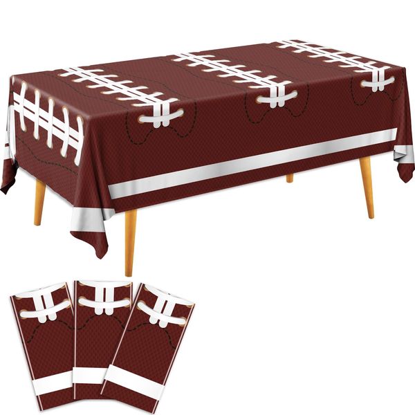 Football Party Decorations 3 Pack Football Disposable Tablecloth Plastic Touchdown Table Cover Football Tablecloth for Birthday Party Football Theme Party Games Sports Party Decorations 54 X 108 in