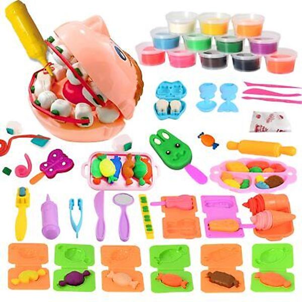 Dough Play Dentist Color Dough Doctor Drill and Fill Little Smile Dentist Kit...