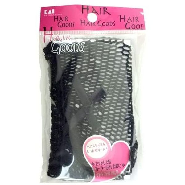 Hair Goods Hair Net Black with Ribbon HA3045