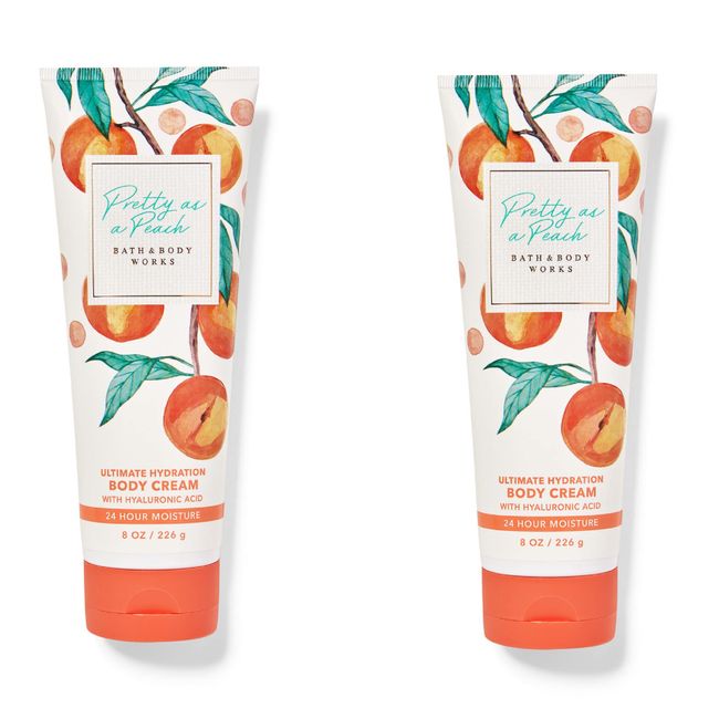 Bath and Body Works 2 Pack Pretty as a Peach Ultra Shea Body Cream 8 Oz.