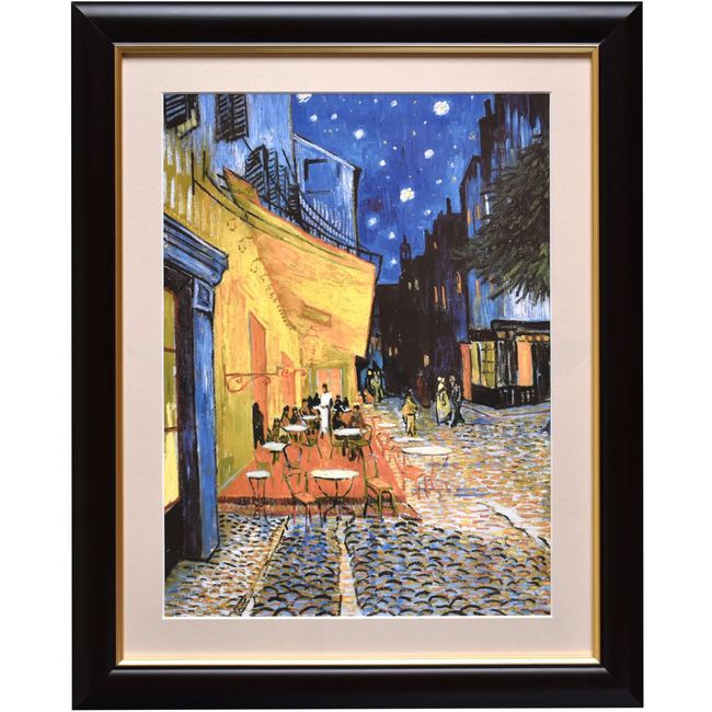 Sunny Town Gallery Picture Framed by Van Gogh "Cafe Terrace at Night" Framed [String and Hook] (F4 (Outer Frame Dimensions 42 x 34 cm))