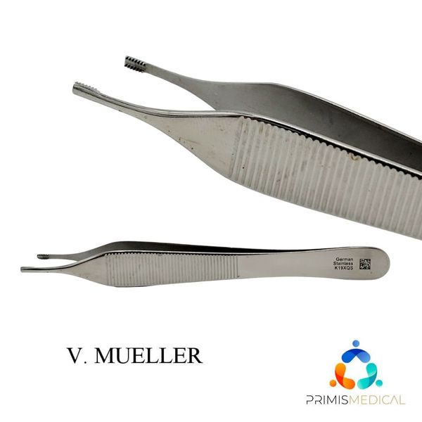 V. Mueller SU2504 Brown Adson Tissue Forceps Delicate 7 x 8 Side Grasping 4-7/8"