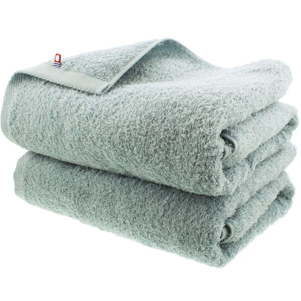 Imabari Factory Certified Imabari Bath Towels, Made in Japan, Approx. 47.2 x 23.6 inches (120 x 60 cm), Smokey Blue, Set of 2