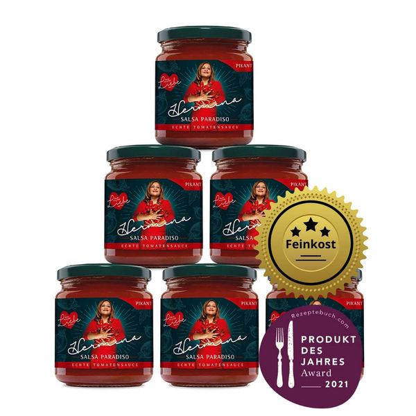 Hermina Salsa Paradiso I FEINKOST PASTASAUCE Arrabbiata (pikant-scharf) I 6 x 290 g I 100% Natürlich I Tomatensauce direkt aus Italien