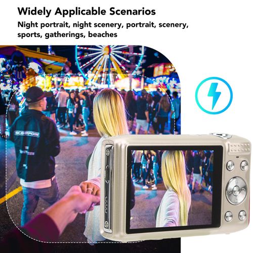 QANYEGN Digital Camera, Digital Camcorder for Photography, Smart Camera with 2.88 inch Screen, 58MP 4K HD 16x Zoom Fixed Focus Macro Timing (Gold)