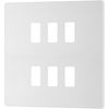 British General RPCDCL6W Evolve Grid Pearlescent White 6 Module Square Front Plate - White Trim