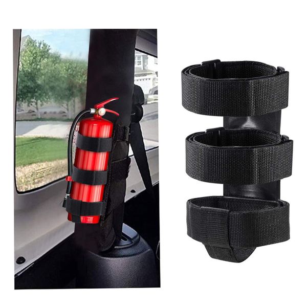 Fire Extinguisher Mount For Roll Bars - Adjustable, Secure, Easy 1 Min. Install with No Tools - For JK JKU JL TJ CJ - Stainless Hardware. Great Wrangler Accessories