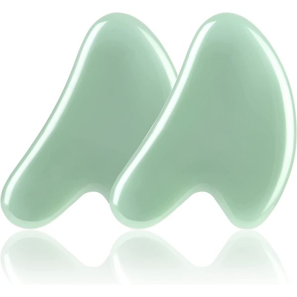 2Pack Gua Sha Massage Tool Natural Jade Stone Facial Tool Face Scraping Massager