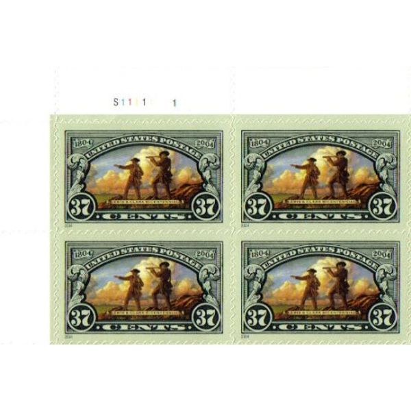 2004 LEWIS & CLARK EXPEDITION #3854a Plate Block of 4 x 37 cents US Postage Stamps